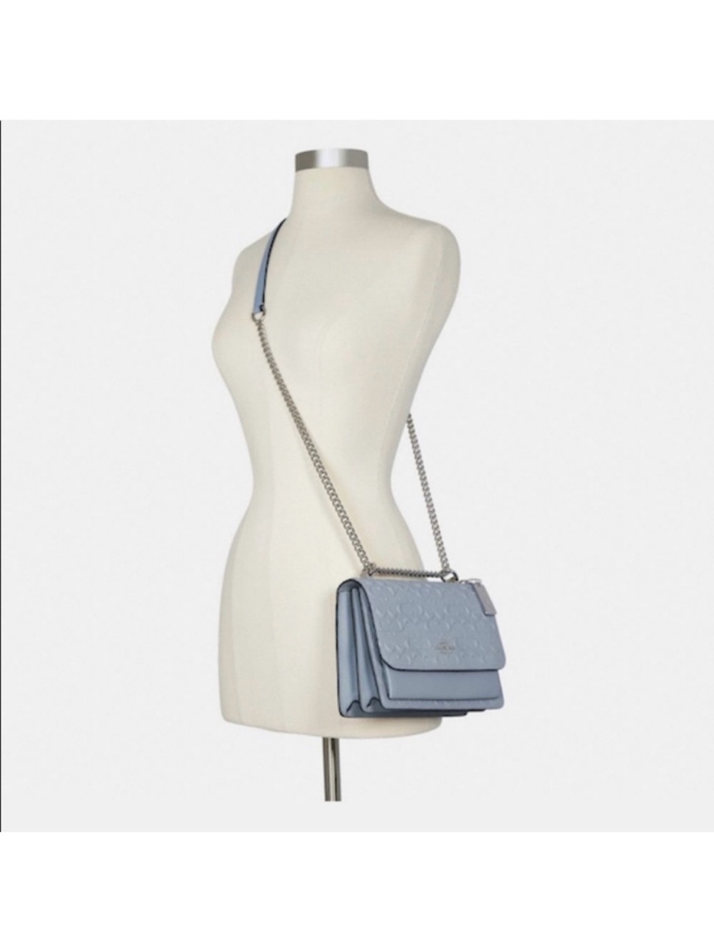 Coach Light Blue Leather Chain Crossbody Bag